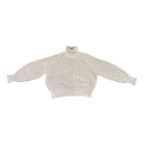 H&M Knit Mockneck Sweater with Balloon Sleeves in Beige - Picture 3 of 3